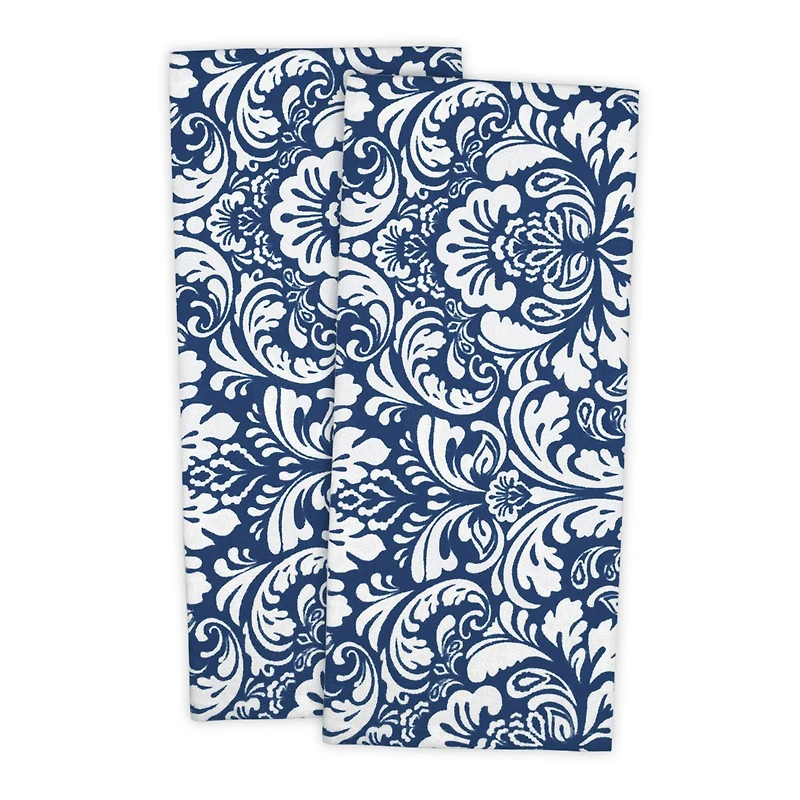 DII® Nautical Blue Damask Dishtowel, 2ct.