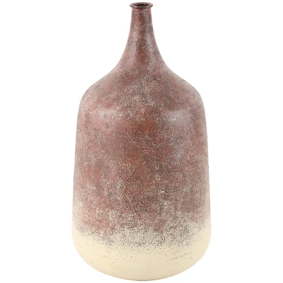 15" Copper Metal Distressed Textured Vase