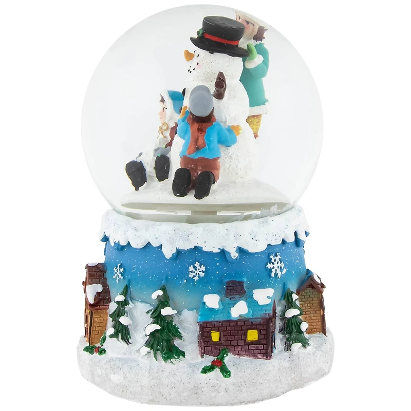 5.5" Snowman & Children Musical Swirling Snow Globe