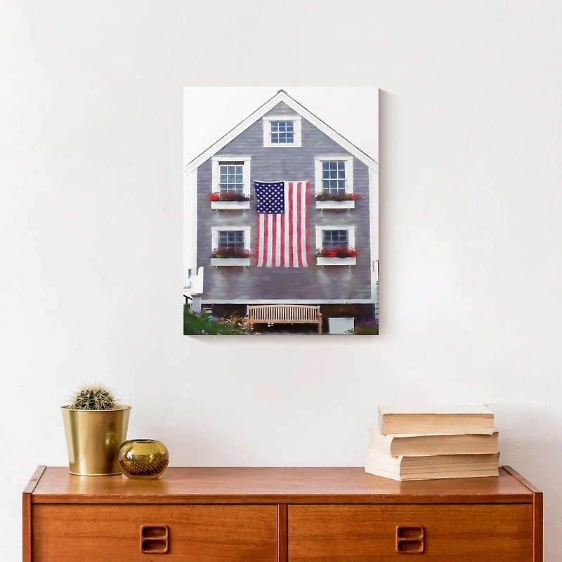 Patriotic Coastal Home Canvas Wall Art