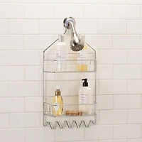 Bath Bliss Chrome 2 Tier Cabana Stripe Shower Caddy