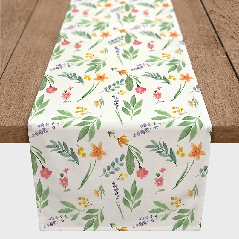 Spring Flower Bunches 16" x 90" Cotton Twill Runner