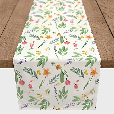 Spring Flower Bunches 16" x 90" Cotton Twill Runner