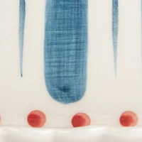 Hello Honey® 6.75" White, Red & Blue Hand-Painted Stoneware Butter Dish