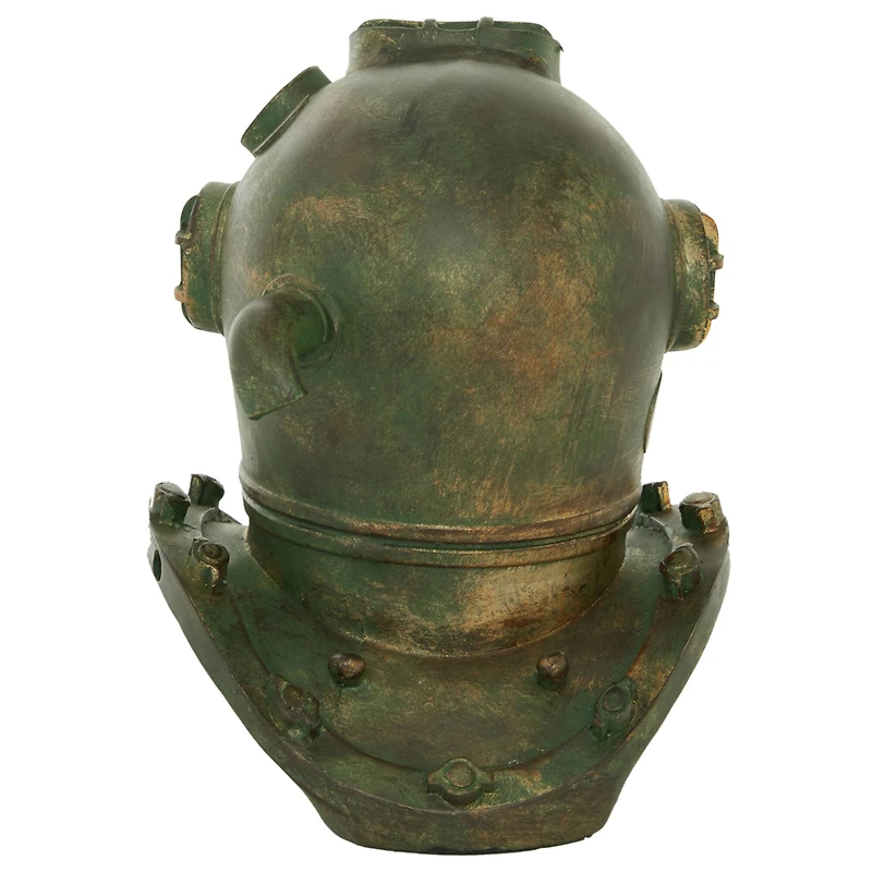 Bronze Polystone Coastal Decorative Antique Diving Helmet, 10" x 8" x 9"