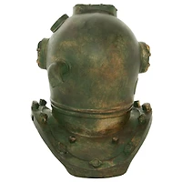 Bronze Polystone Coastal Decorative Antique Diving Helmet, 10" x 8" x 9"