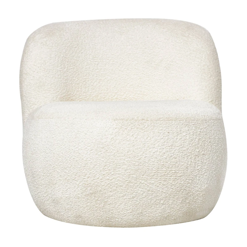 White Polyester Rounded Barrel Accent Chair