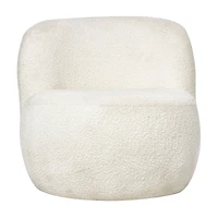 White Polyester Rounded Barrel Accent Chair