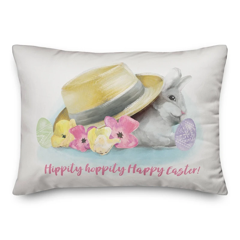 Easter Bunny & Sunhat Throw Pillow