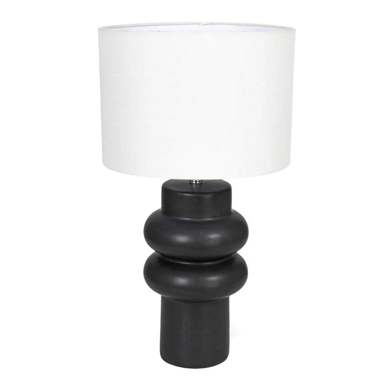 Hello Honey® 20" Black Stoneware Table Lamp with Linen Shade
