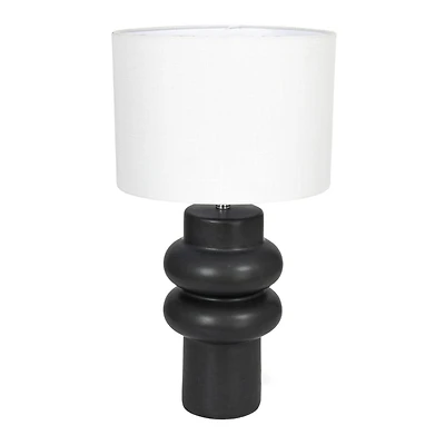 Hello Honey® 20" Black Stoneware Table Lamp with Linen Shade