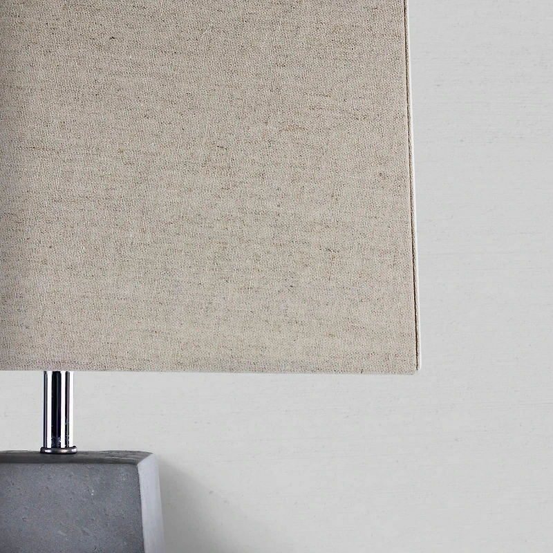 Gray Concrete Cement Accent Table Lamp with Beige Canvas Shade