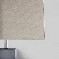 Gray Concrete Cement Accent Table Lamp with Beige Canvas Shade