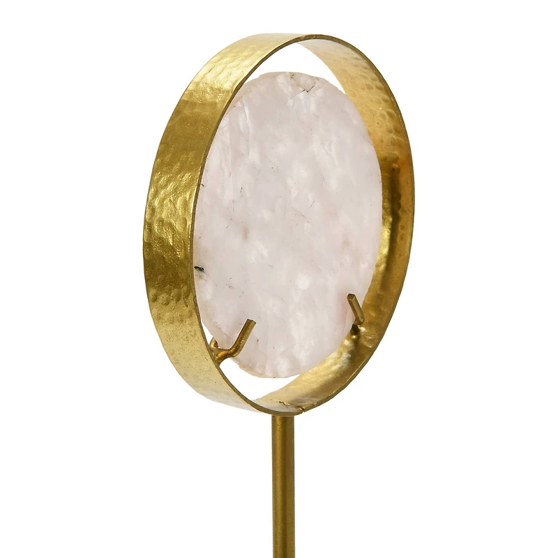 Hello Honey® 18" White Decorative Agate Accent on Metal & Marble Stand