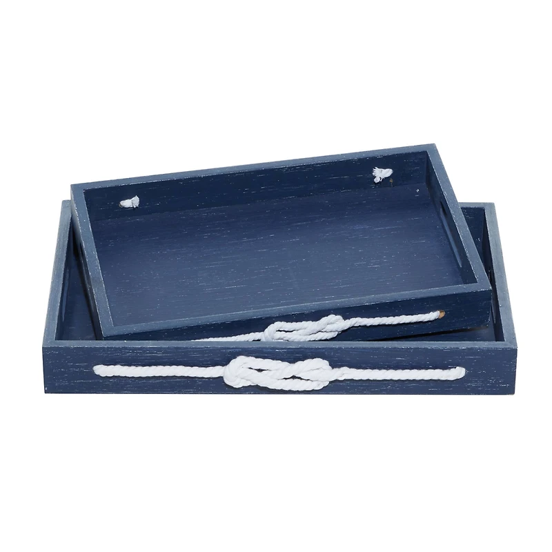 Blue MDF Farmhouse Tray Set
