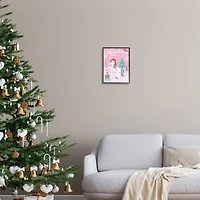 Stupell Industries Magical Christmas Pink Unicorn Framed Giclee Art