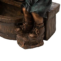 Glitzhome® 25" Polyresin Boy and Girl Sculptural Outdoor Fountain