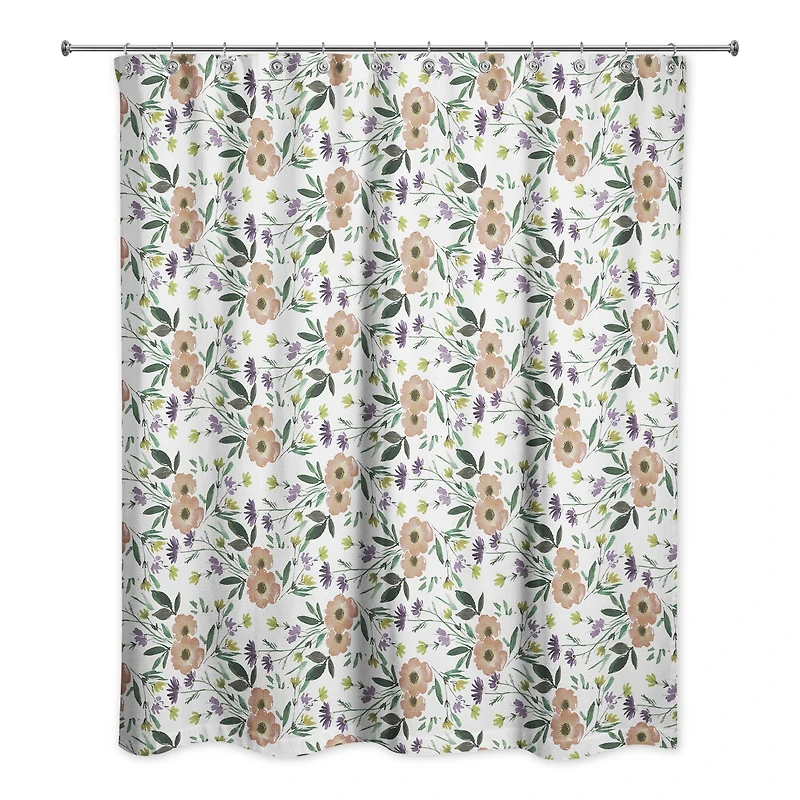 Fall Floral Pattern Shower Curtain