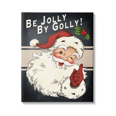 Stupell Industries Be Jolly By Golly Vintage Christmas Santa Canvas Wall Art