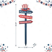 Glitzhome® 36" Directional Patriotic Top Hat Stake