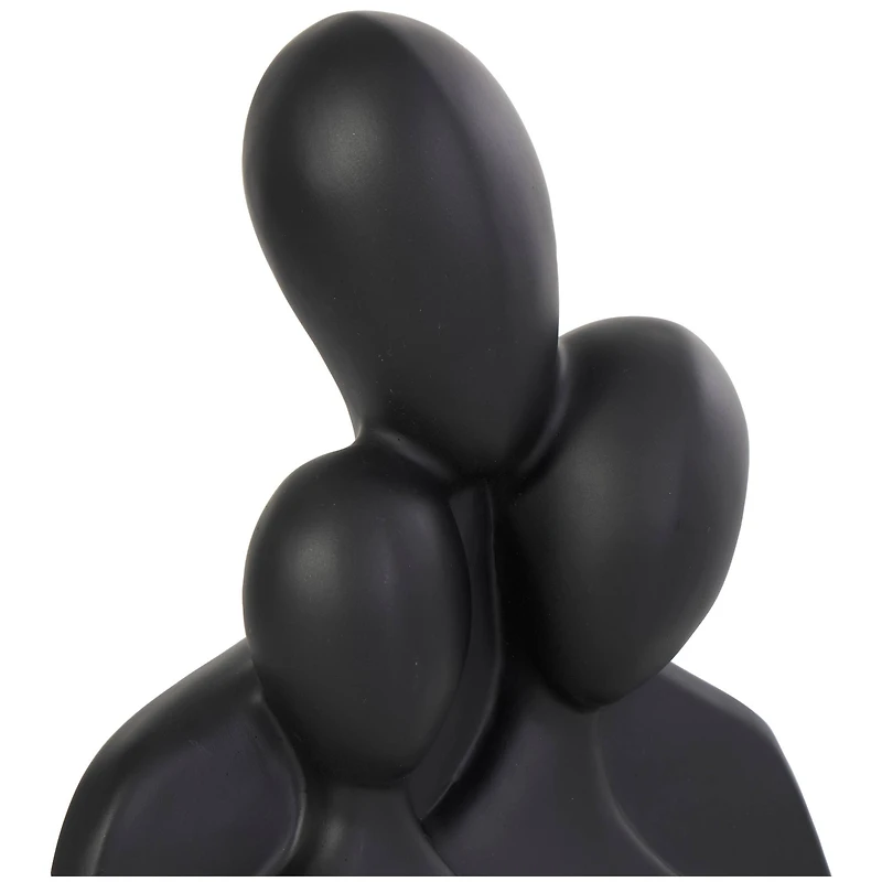 11" Black Polystone Abstract Nesting Family 3-Head Sculpture