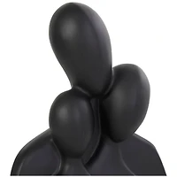 11" Black Polystone Abstract Nesting Family 3-Head Sculpture