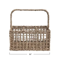 Hello Honey® Natural Handwoven Seagrass 6 Section Caddy with Handle