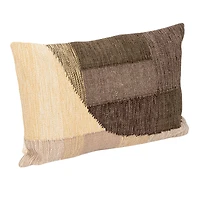 Hello Honey® 24" Brown Abstract Design Hand-Woven Fabric Indoor/Outdoor Lumbar Pillow