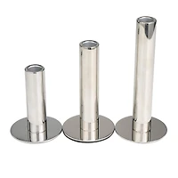 Silver Stainless Steel Slim Minimalistic Candle Holder with Rounded Base Set