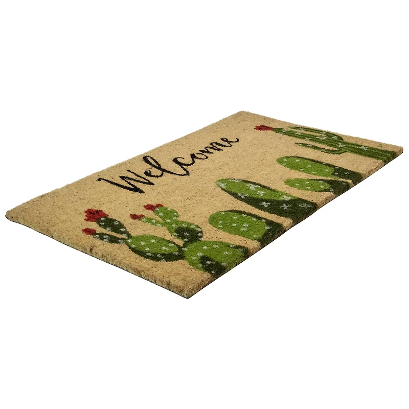 Natural Coir Tropical Cactus Welcome Doormat