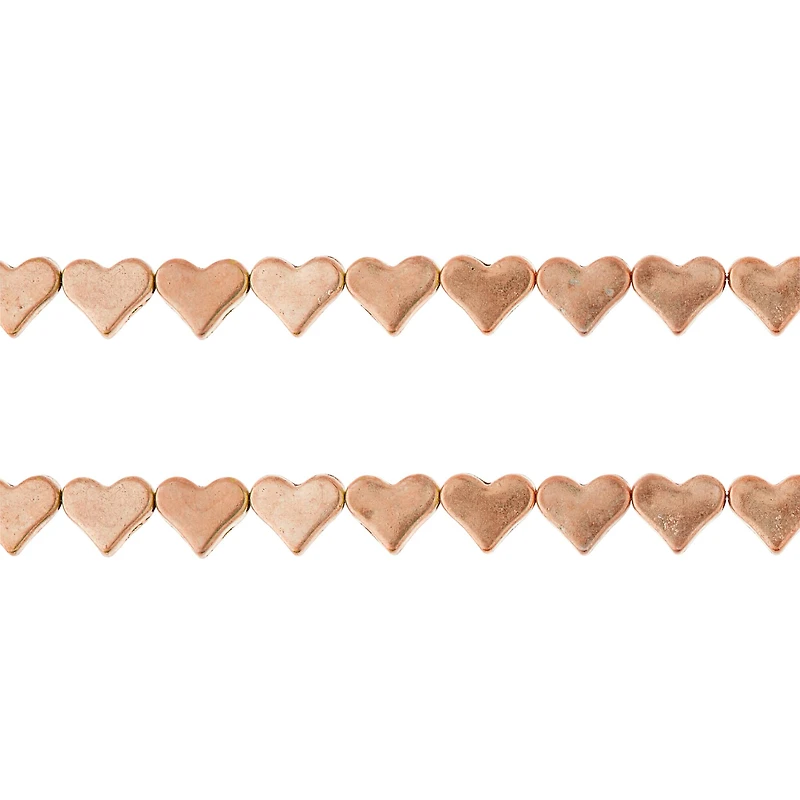 12 Pack: Rose Gold Metal Heart Beads, 6mm by Bead Landing™