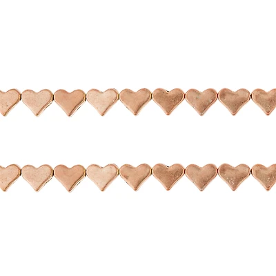 12 Pack: Rose Gold Metal Heart Beads, 6mm by Bead Landing™