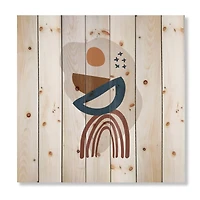 Designart - Elementary Shapes In Terracotta Tones I - Modern Print on Natural Pine Wood
