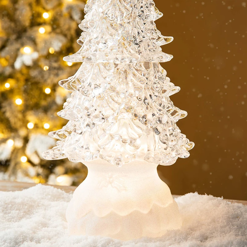 Glitzhome® 18.5" Lighted Acrylic Rotating Christmas Table Tree