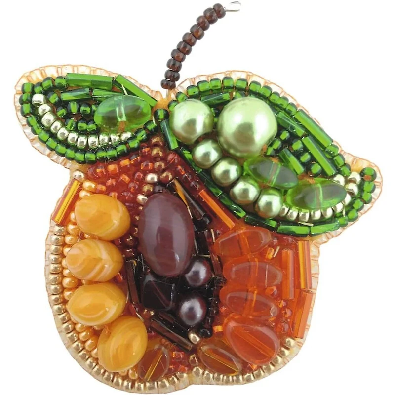 Crystal Art Beadwork Kit For Creating Broоch Apricot