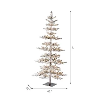 7ft. Pre-Lit Deluxe Flocked Pine Artificial Christmas Tree, Warm White LED Lights