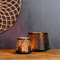 Abstract Punched Metal Candle Holder Set