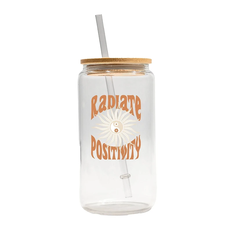 16oz. Radiate Positivity Glass Can Cup