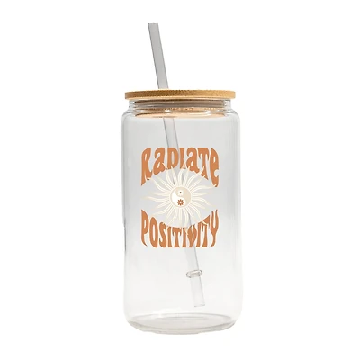 16oz. Radiate Positivity Glass Can Cup