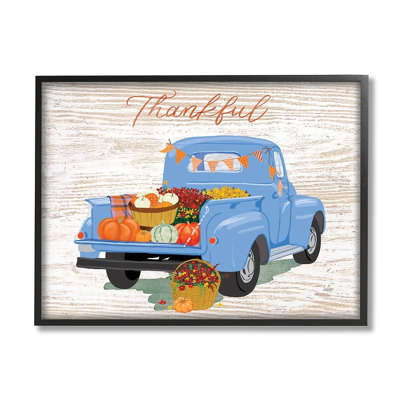 Stupell Industries Thankful Farmhouse Harvest Truckload Framed Giclee Art
