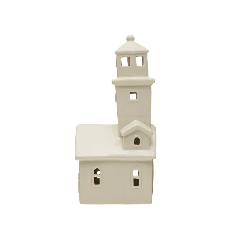 Hello Honey® 10.5" White Stoneware Lighthouse with LED Light