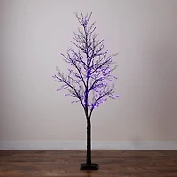 7ft. Pre-Lit Halloween Deluxe Black Twig Artificial Tree with 180 Orange & Purple LED Lights