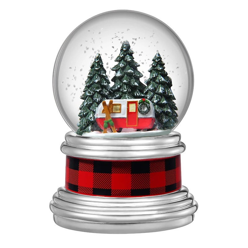 Haute Decor 6" Animated Christmas Camper in Woods Snowglobe