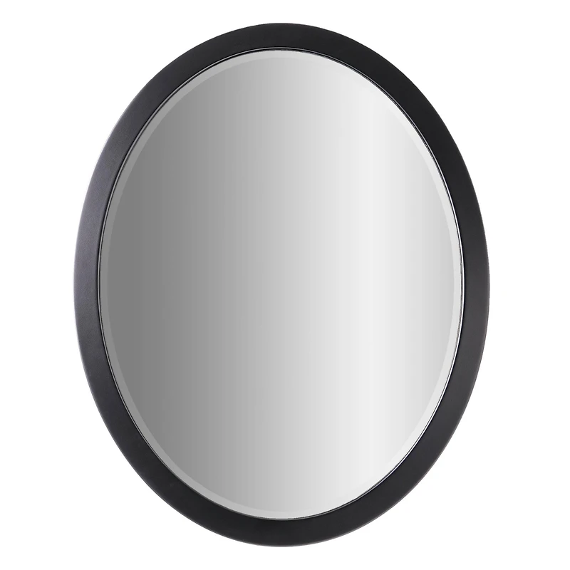 Classic Black Oval Metal Framed Beveled Vanity Wall Mirror - 23" x 29"