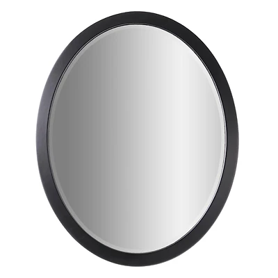 Classic Black Oval Metal Framed Beveled Vanity Wall Mirror - 23" x 29"