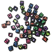 Neon & Black Alphabet Square Beads by Creatology™