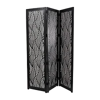6.6ft. Black Wooden 3 Panel Room Divider Screen