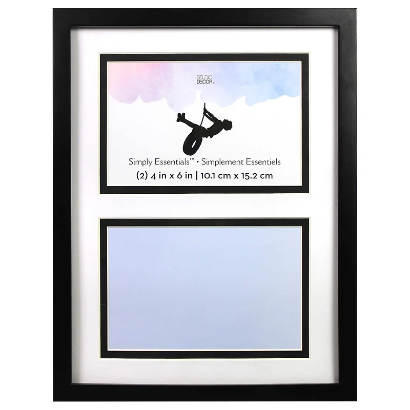 Simply Essentials™ 2 Opening 4" x 6" Black Collage Frame with Mat by Studio Décor®