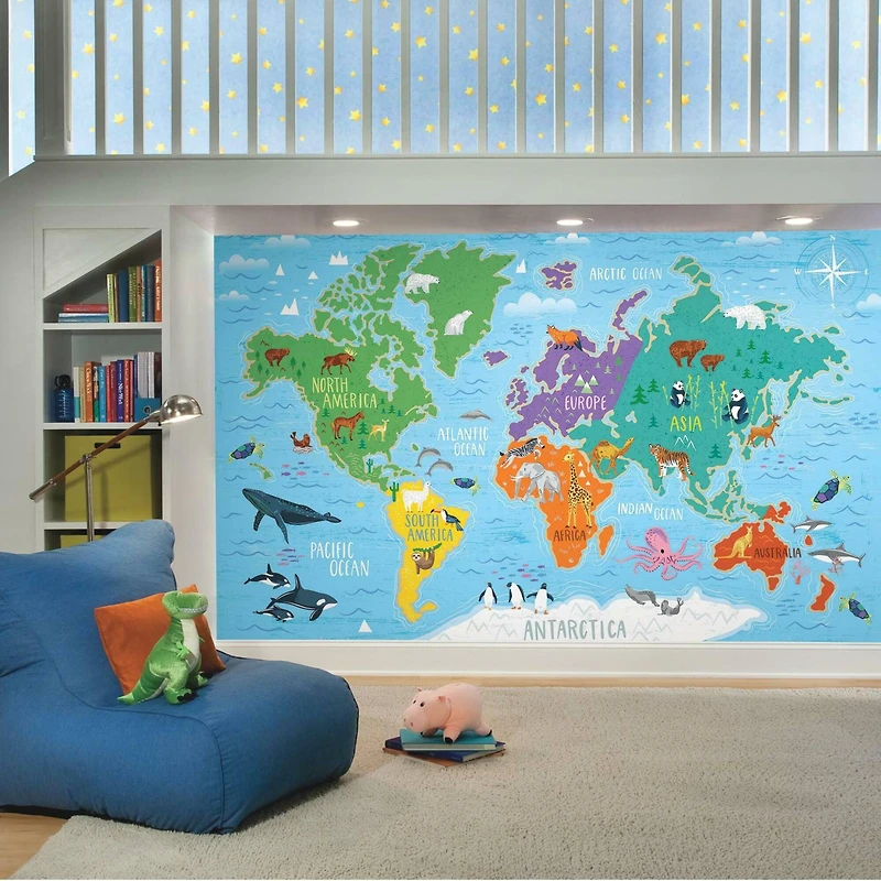 RoomMates World Map Mural Peel & Stick Wallpaper