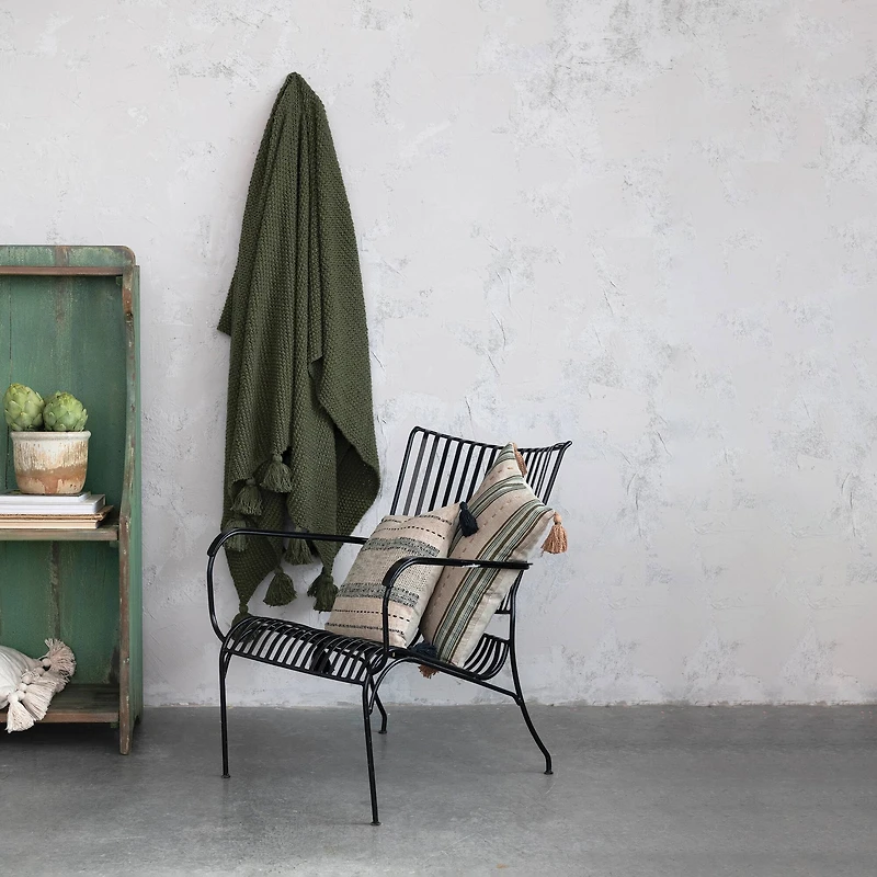 Hello Honey® Olive Green Knit Throw Blanket with Tassels